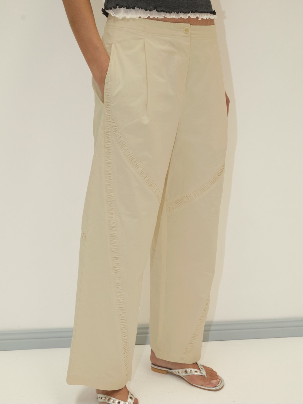 Deiji Studios Channel Pant Stone Khaki Organic Cotton Barrel Wide Leg Pleat NWOT